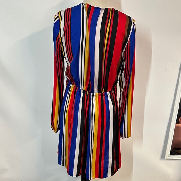 Express Colorful Striped V-Neck Dress - Picture 3 of 5